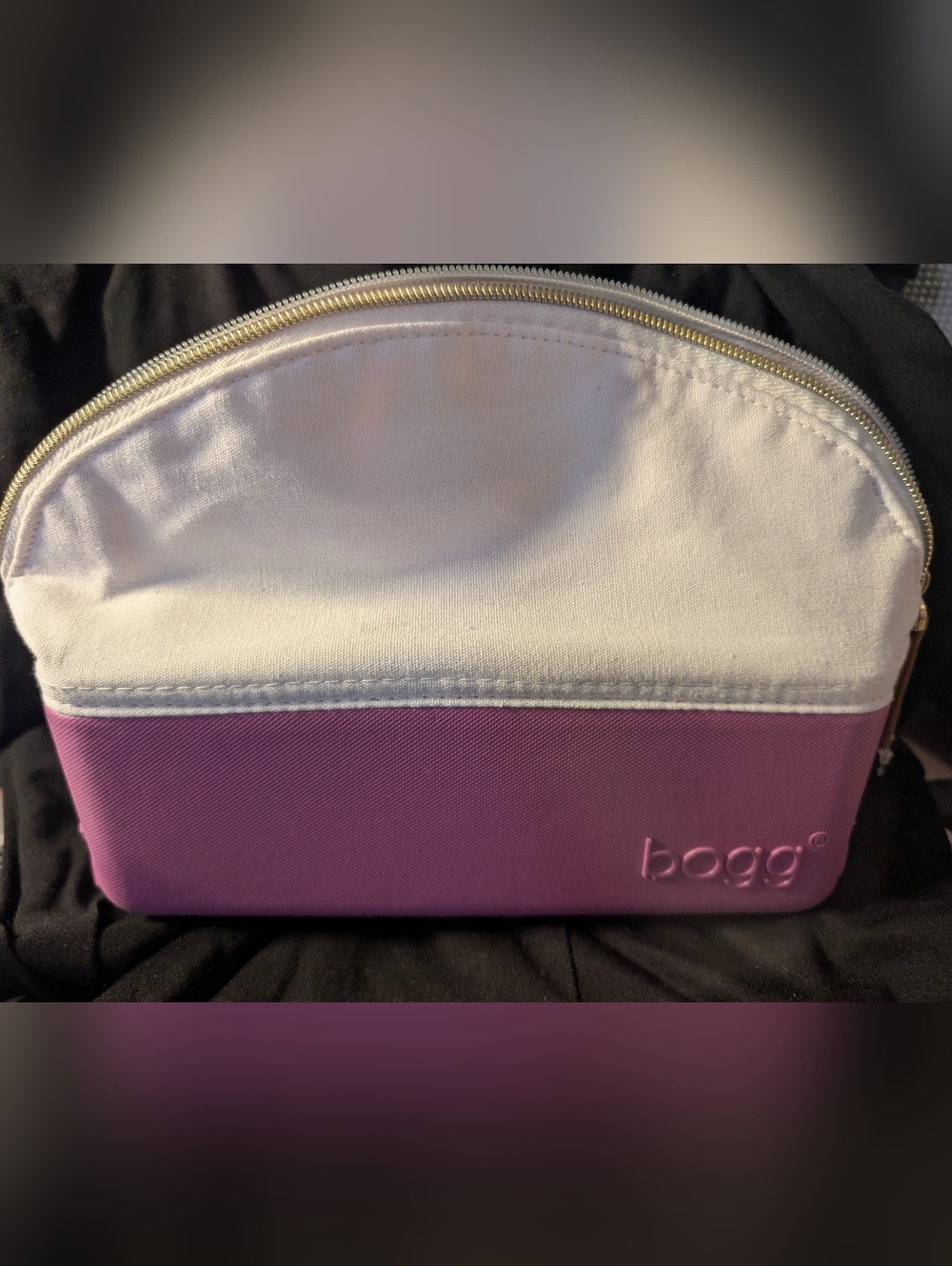 BOGG BAG Two-Tone White and Purple Cosmetic Pouch